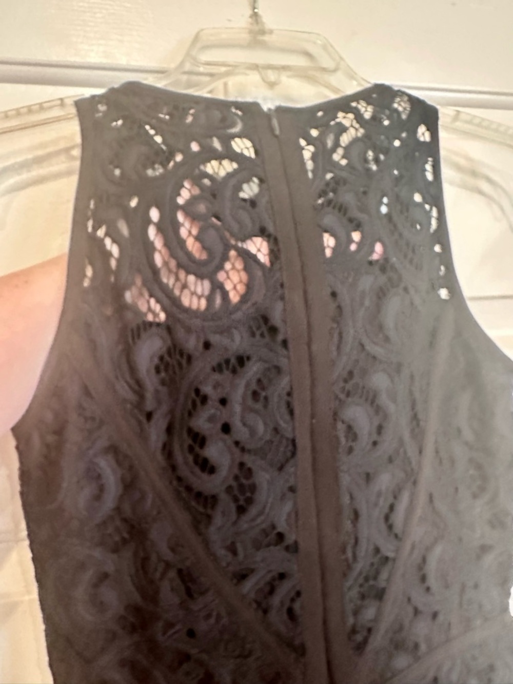 BCBGMAXAZRIA Navy Lace Dress Asymmetrical Tiered Illusion Neck Size 0 Whimsygoth - Picture 11 of 12